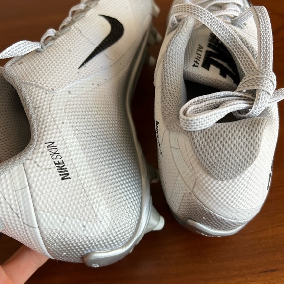 NIKE ALPHA PRO 2 TD WHITE SILVER 719930-101 FOOTBALL CLEATS size 10.5 no box - Picture 8 of 11